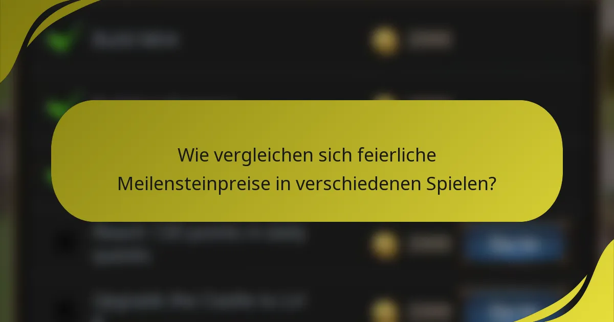 Wie vergleichen sich feierliche Meilensteinpreise in verschiedenen Spielen?